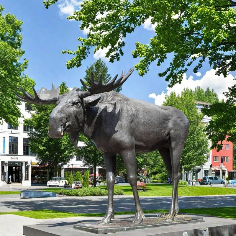 Large Bronze moose garden statue