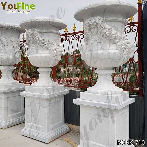 Life Size Garden White Marble Planter Pots for Sale