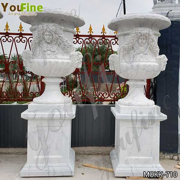 Life Size Garden White Marble Planter Pots