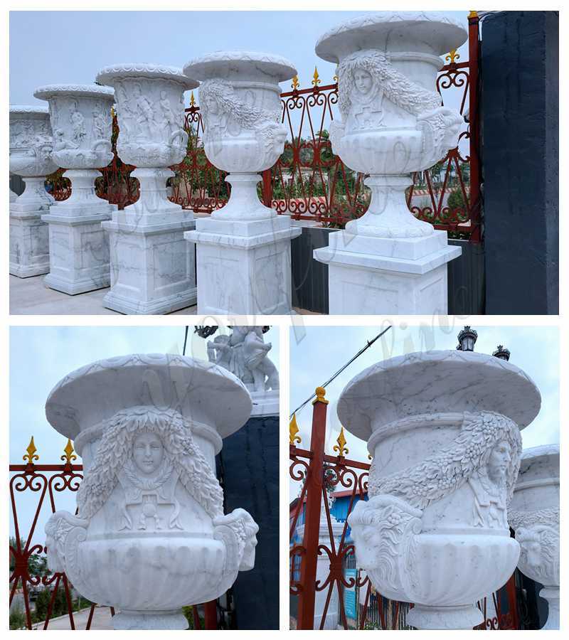 Life Size White Marble Planter Pots details