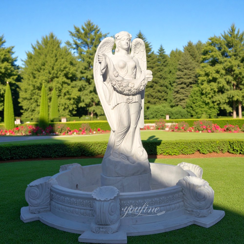Marble Angel Holding a Wreath Fountain