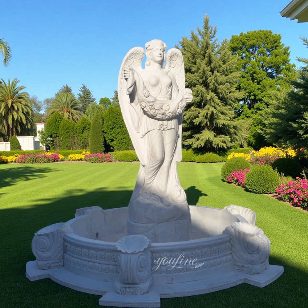 Marble Angel Holding a Wreath Water Fountain