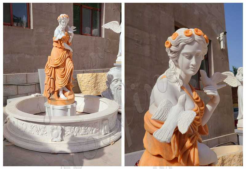 Marble Lady Statue Fountain for Garden detail