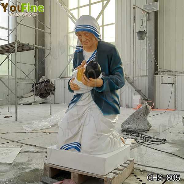 Marble Mother Teresa Holding Baby Statue for Sale