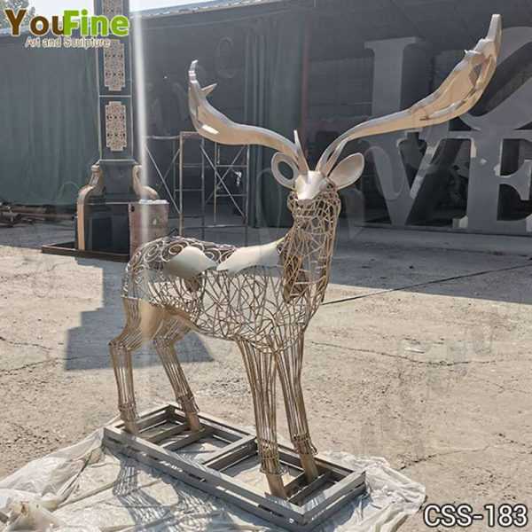 New Design Modern Life Size Deer Stainless Steel Sculpture for Sale CSS-183