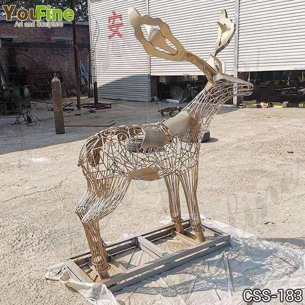 New Design Modern Life Size Deer Stainless Steel Sculpture for Sale