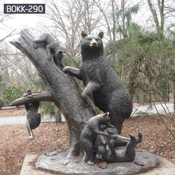 Outdoor Black Bear Family Statue BOKK-290
