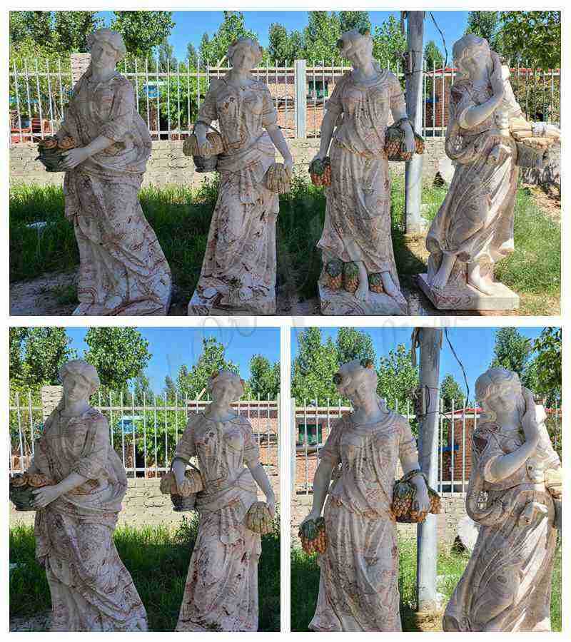 Outdoor Marble Four Seasons Ladies Statues Garden detail