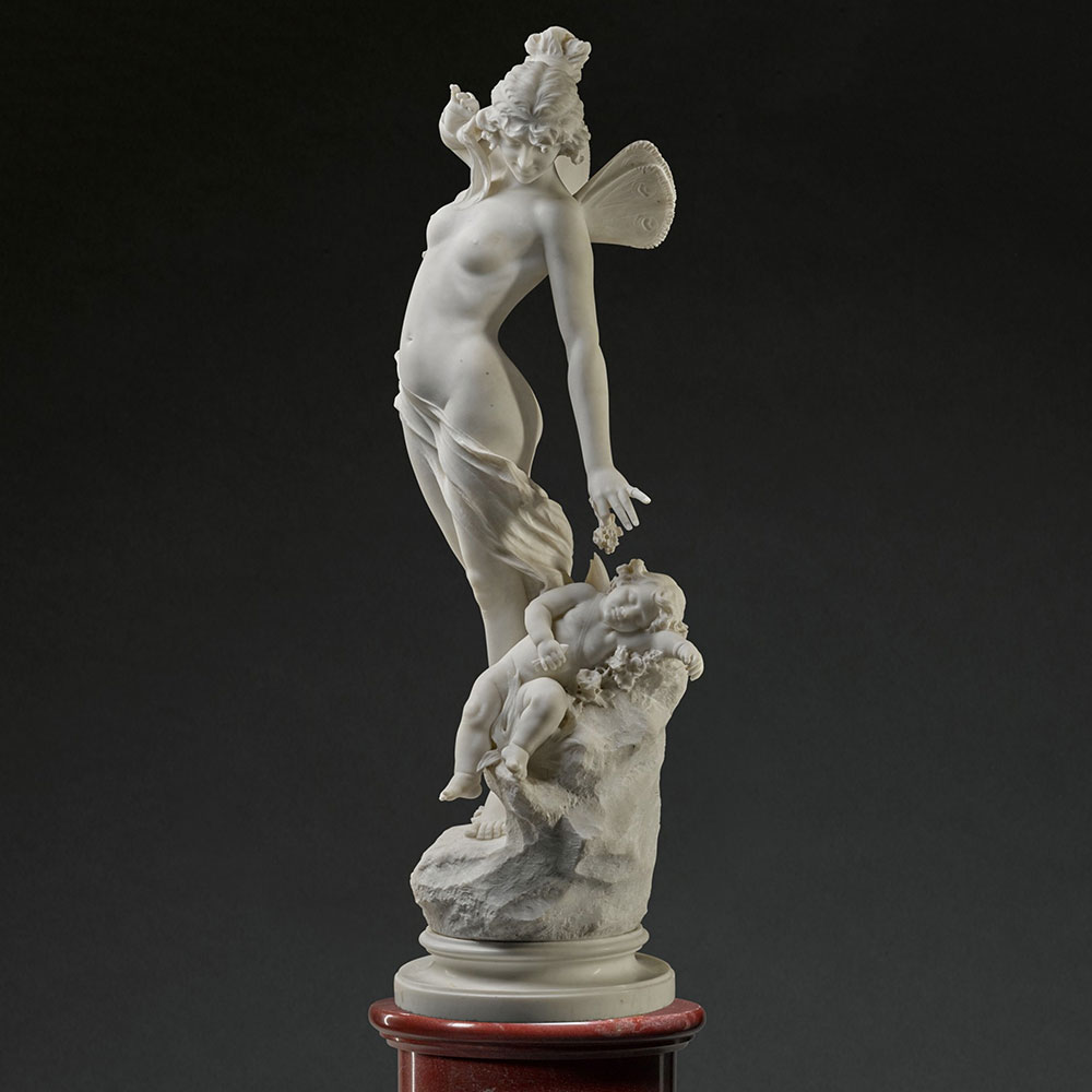 Psyche waking Cupid Garden statue