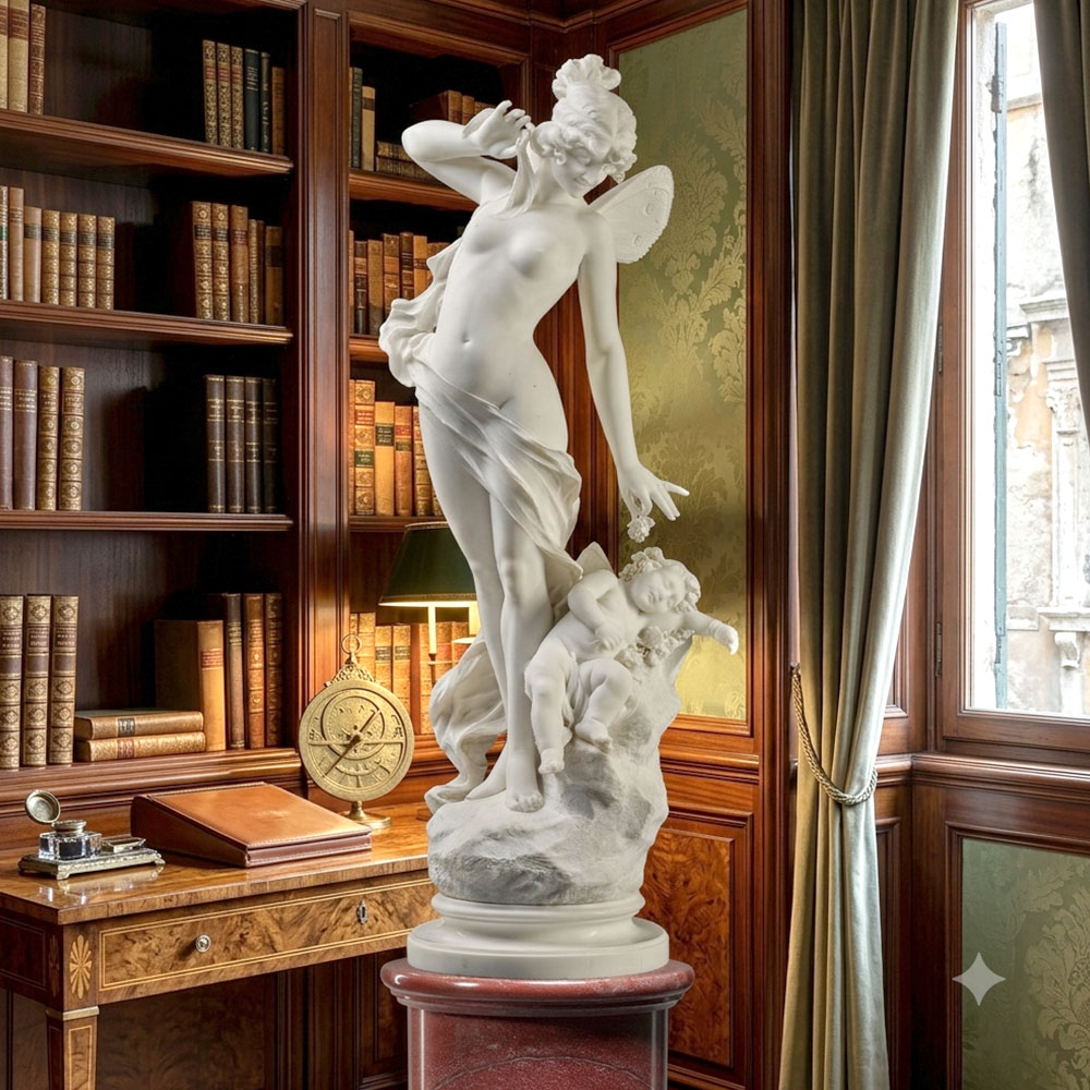 Psyche waking Cupid statue