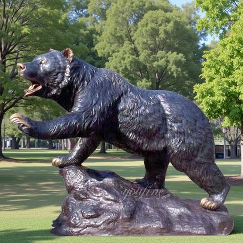 bronze Walking Black Bear Statue