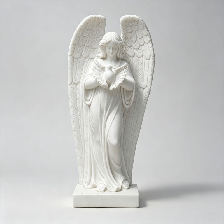 White Angel Statue with Dove Sculpture MOKK-242