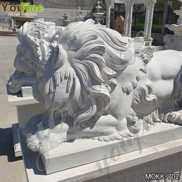 White Marble Restful Lion Statue