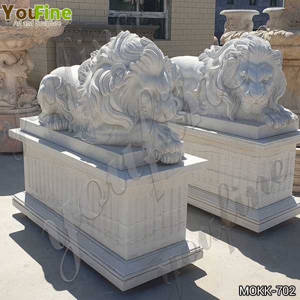 White Marble Restful Lion Statues Suppliers