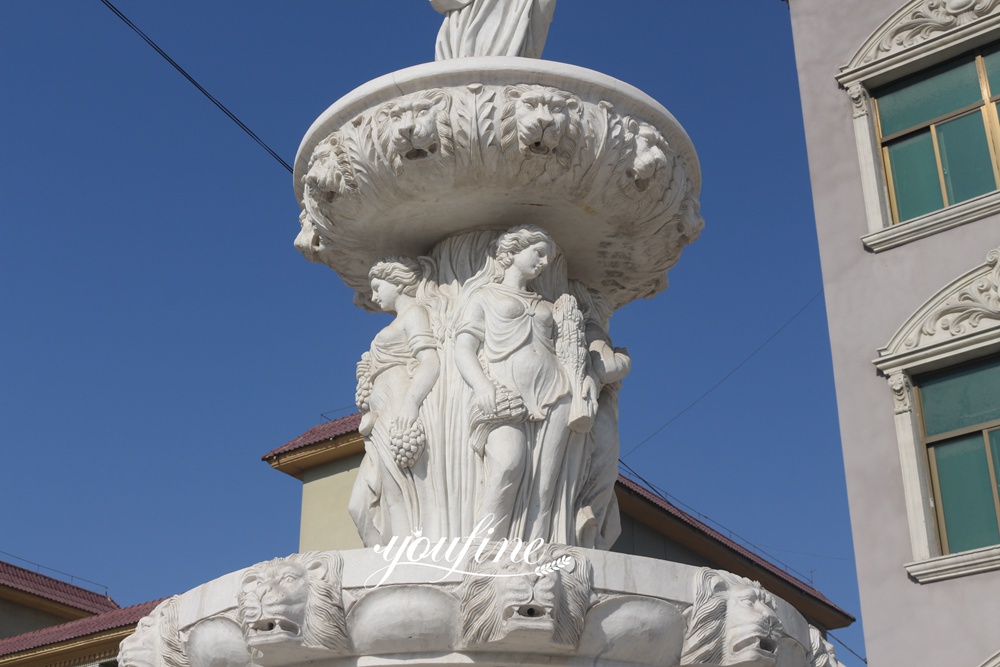 White Marble Tiered Statuary Fountain