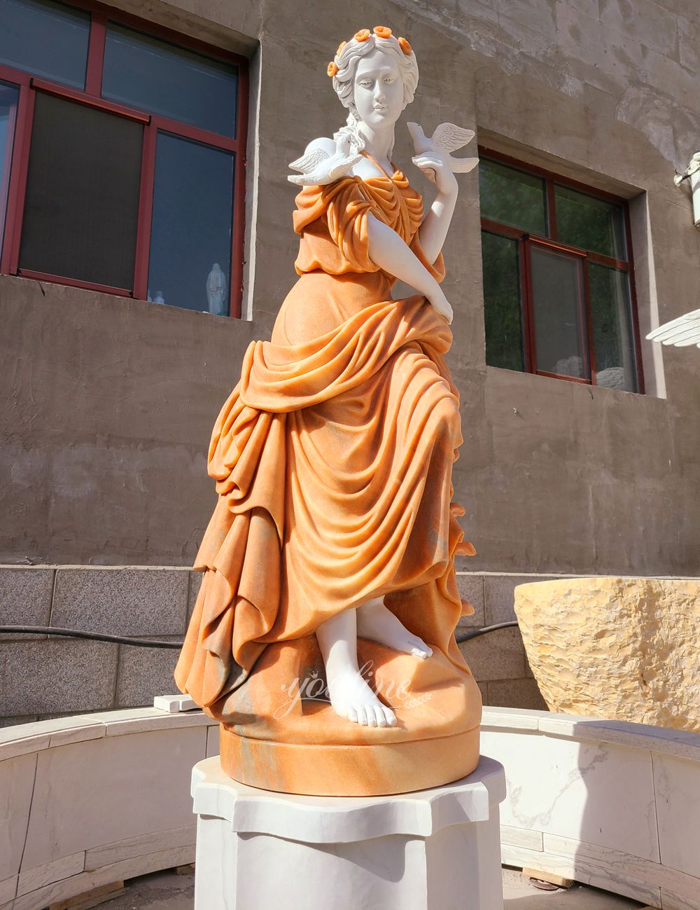 Beautiful Woman Holding Dove statue Fountain art
