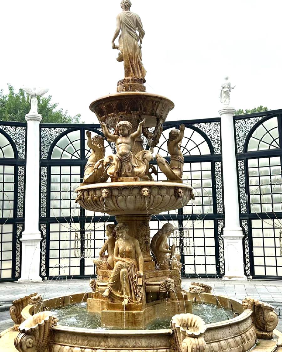 beige poseidon water fountain
