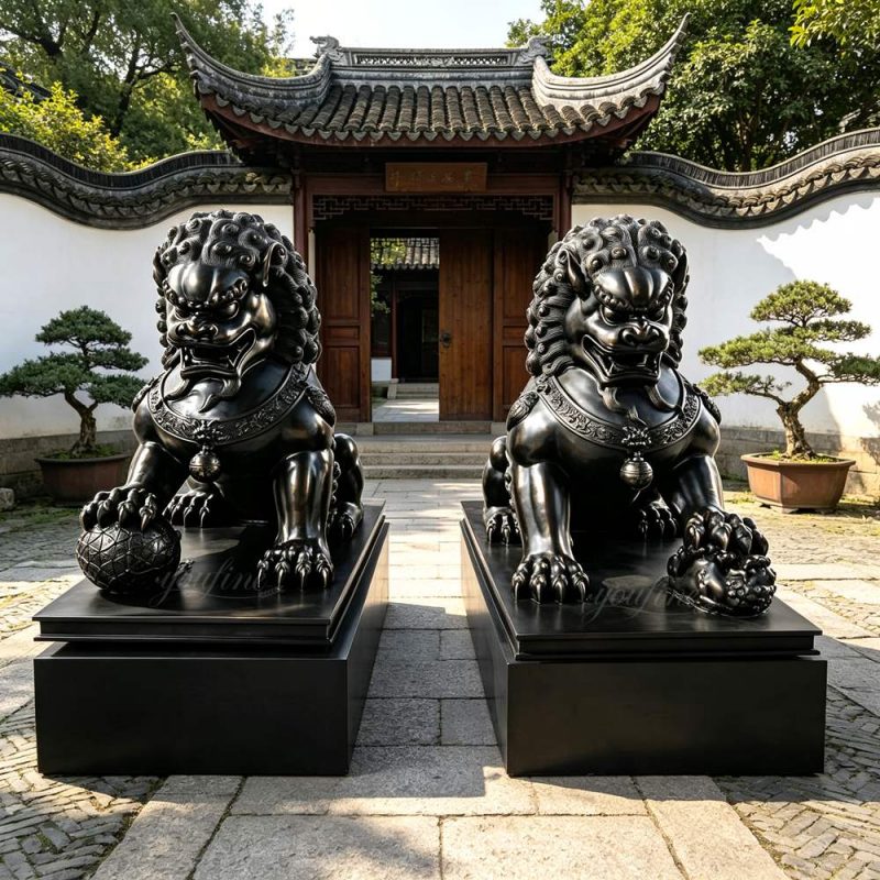 bronzen Chinese bewakingsleeuwen