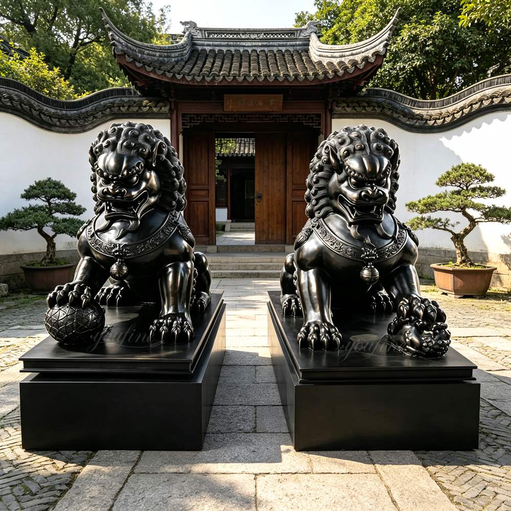 bronzen Chinese bewakingsleeuwen