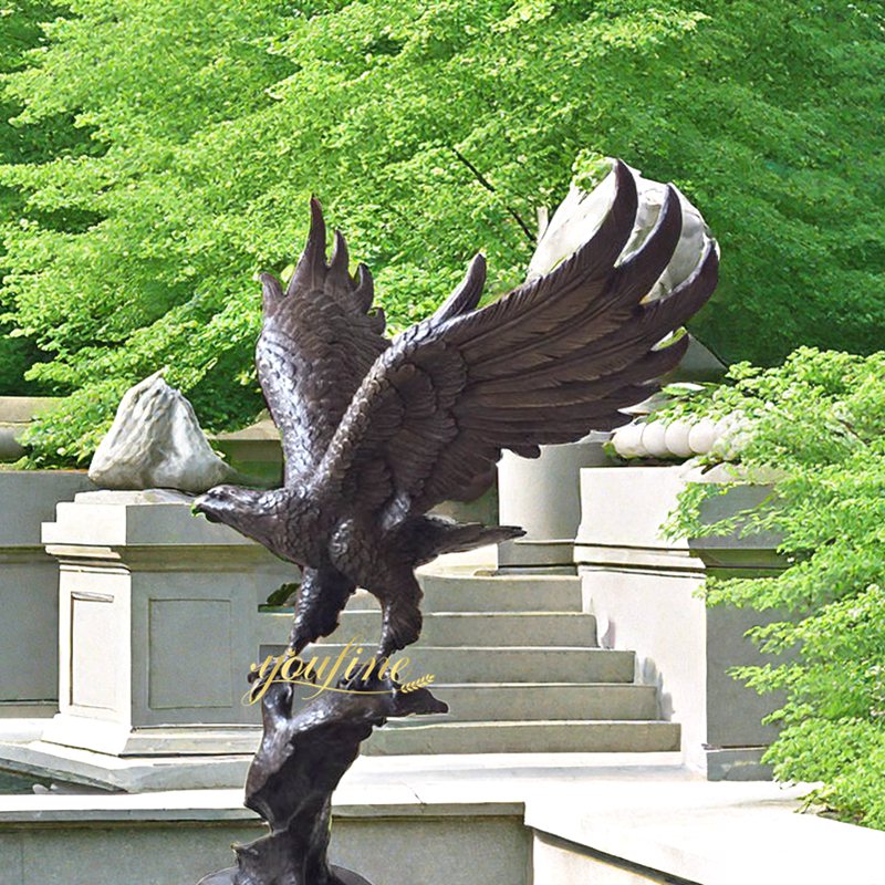 black Eagle standing on a tree stump