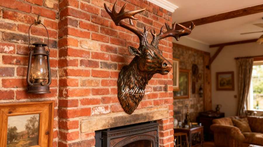 bronze deer head sculpture