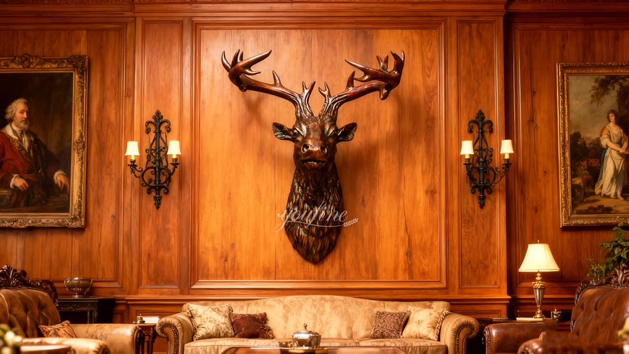 bronze deer head statue