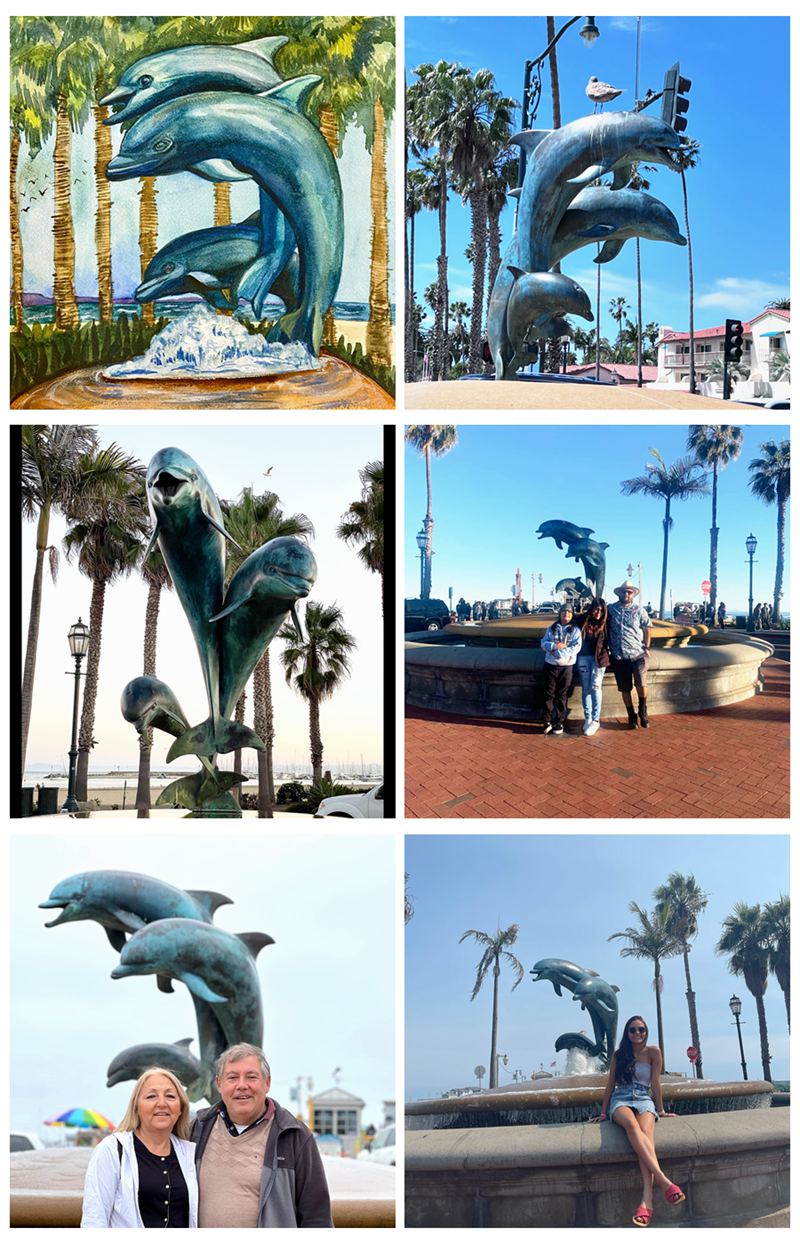 bronze dolphin fountain sculpture