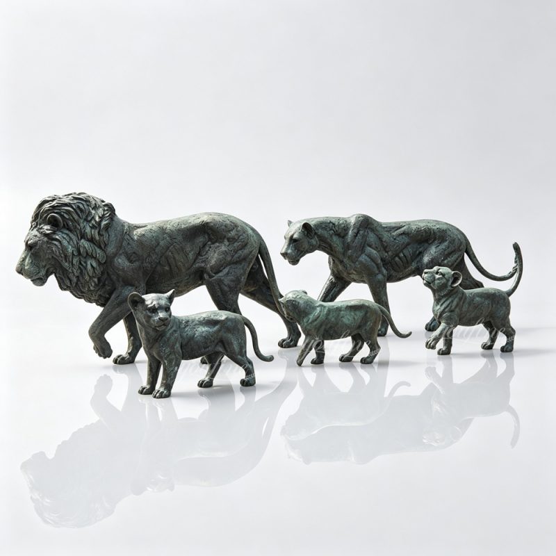 bronze lion family statue