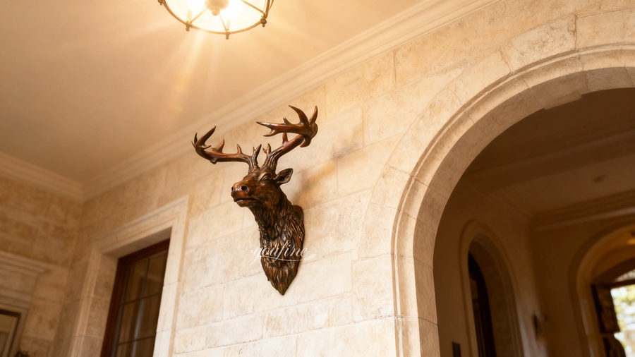 large bronze deer head