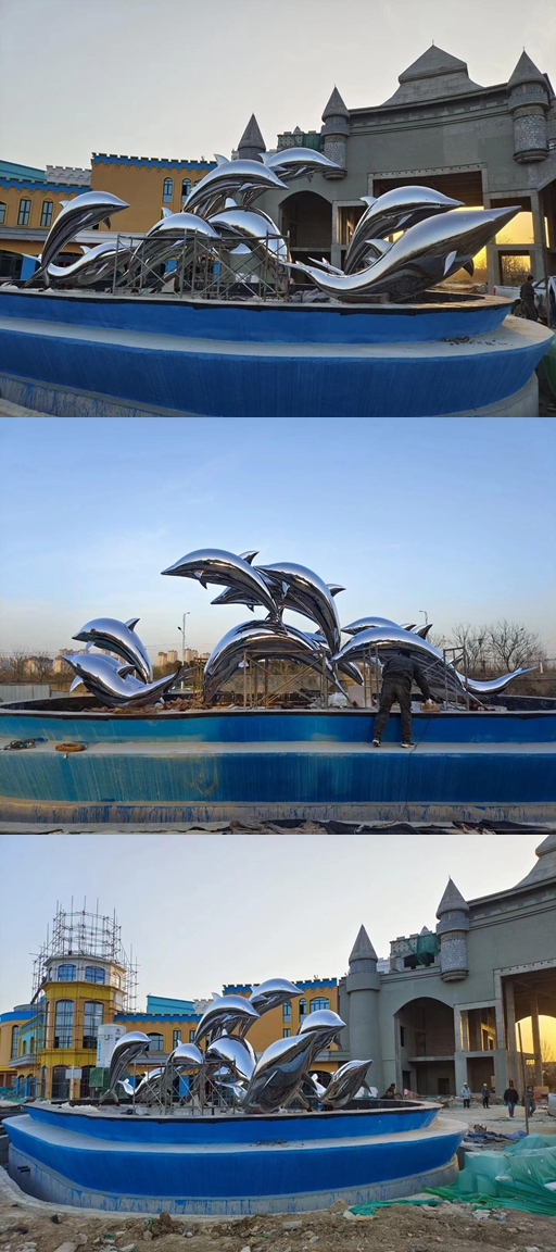 large stainless steel dolphin sculpture project