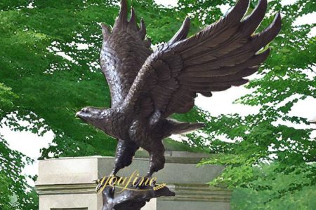 Black Eagle Sculpture Standing on A Tree Stump BOKK-465