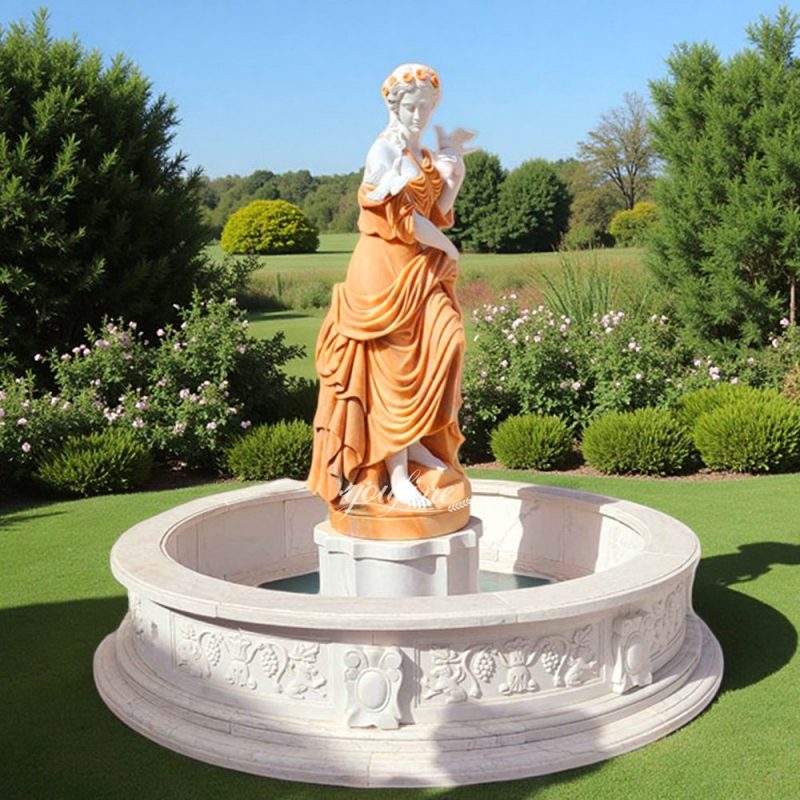 Marble Woman Holding Dove Sculpture Fountain MOKK-694