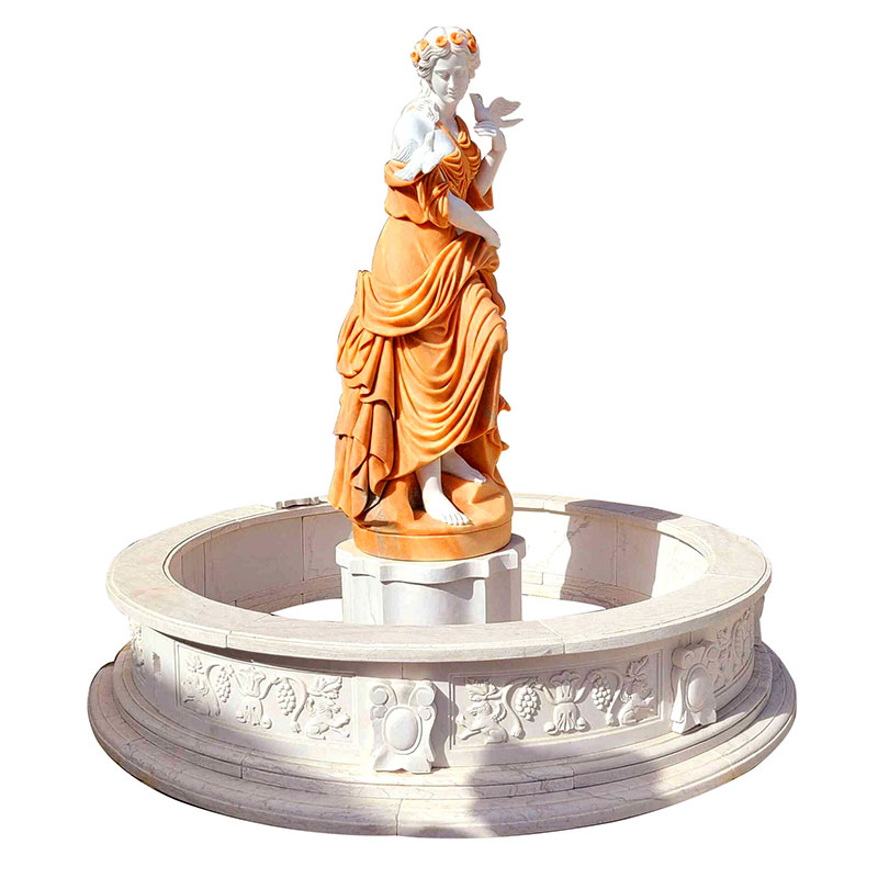marble female statue water feature