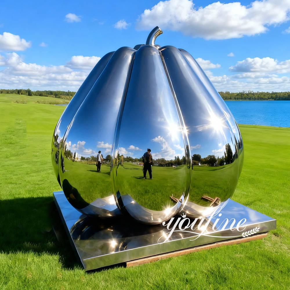 Mirror Polished Outdoor Stainless Steel Pumpkin Sculpture for Sale CSS-190
