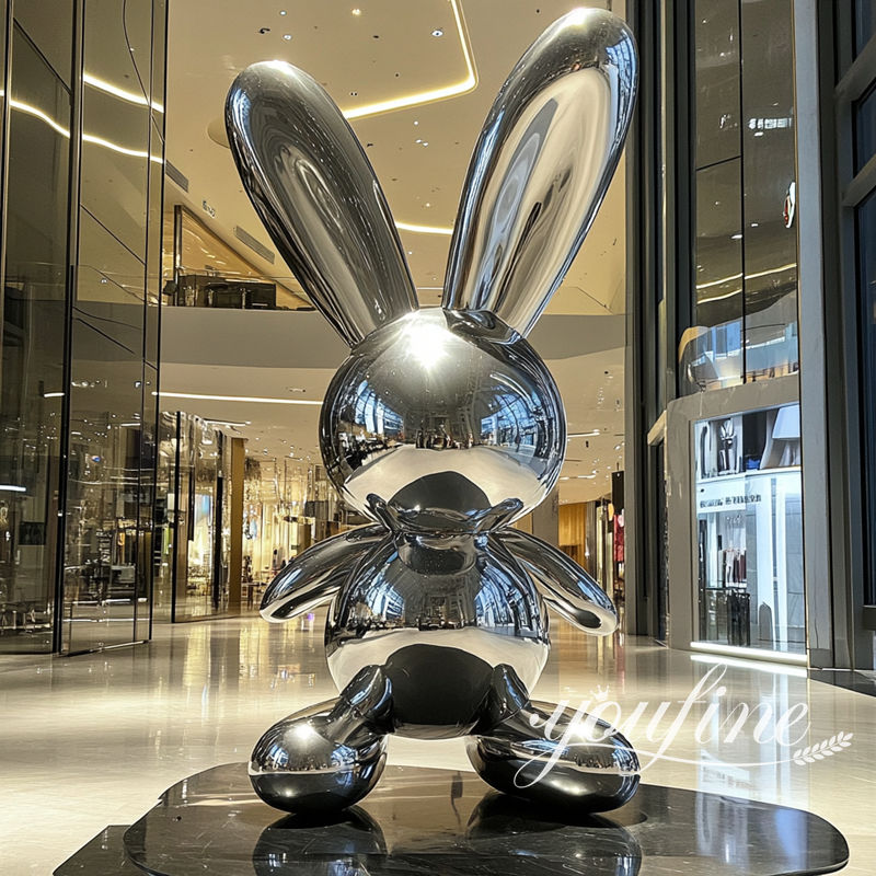stainless steel metal rabbit sculpture