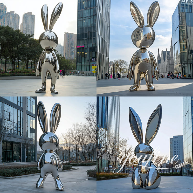 metal rabbit sculptures