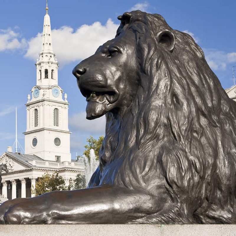 Londondakı böyük Trafalgar Meydanı, Aslan Heykəlləri