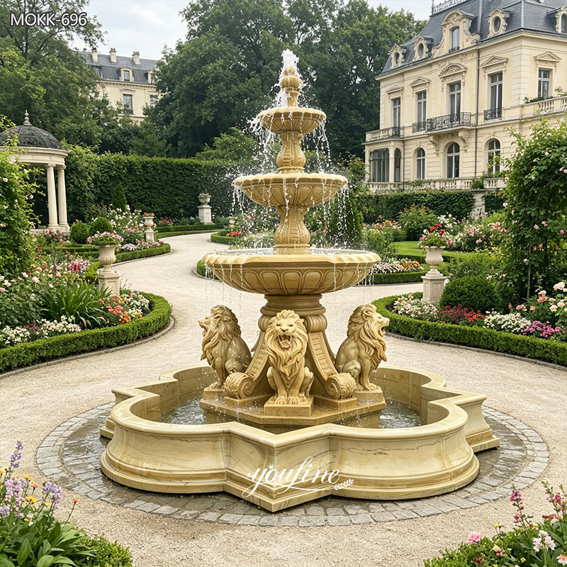 yellow lion garden fountain