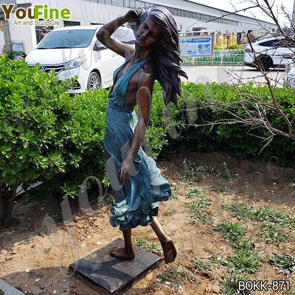 Antique Life Size Bronze Female Garden Statue