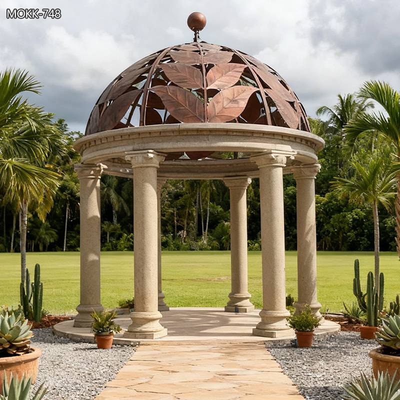 Outdoor Garden Beige Stone Gazebo MOKK-749