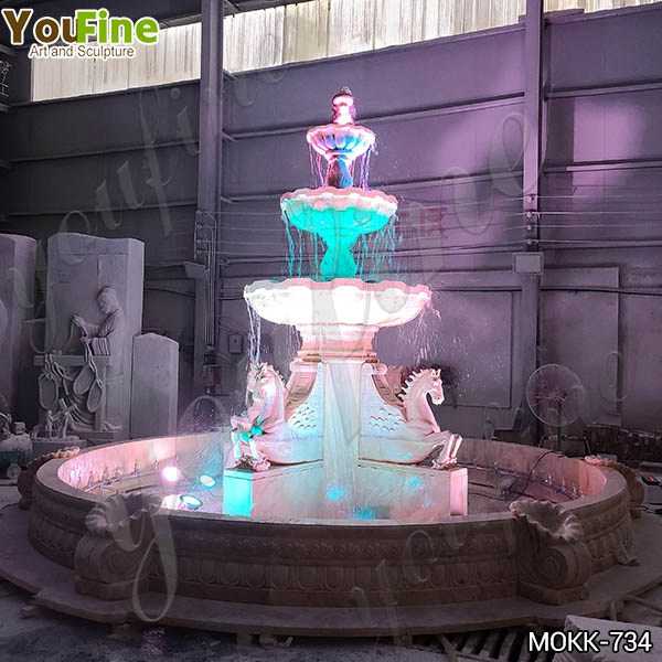 Best Outdoor White Marble Horse Fountain with Lights