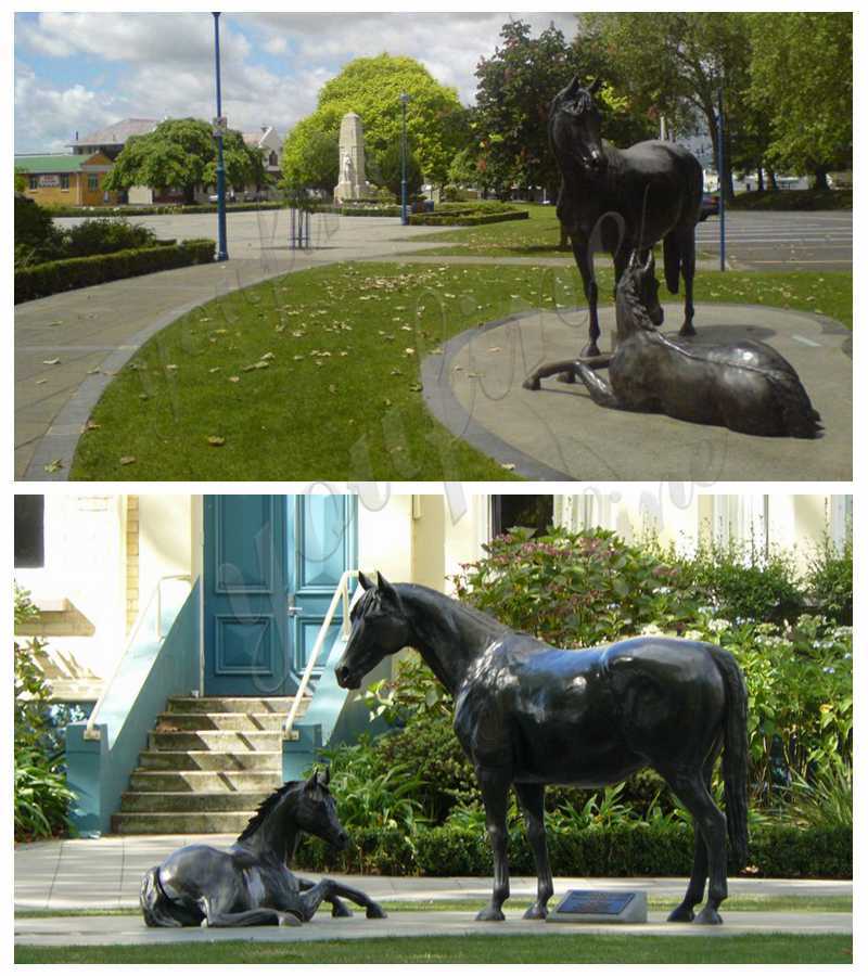 Bronze Mare with Foal Sculptures detail