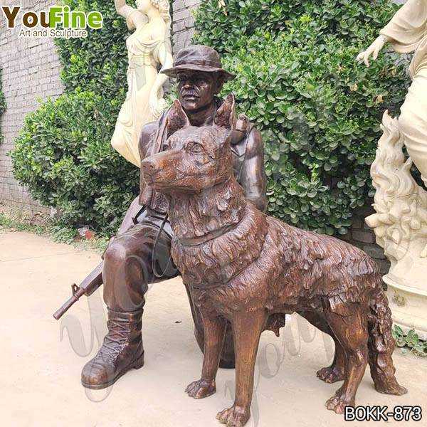 Bronze Soldier with Dog Statue for Sale