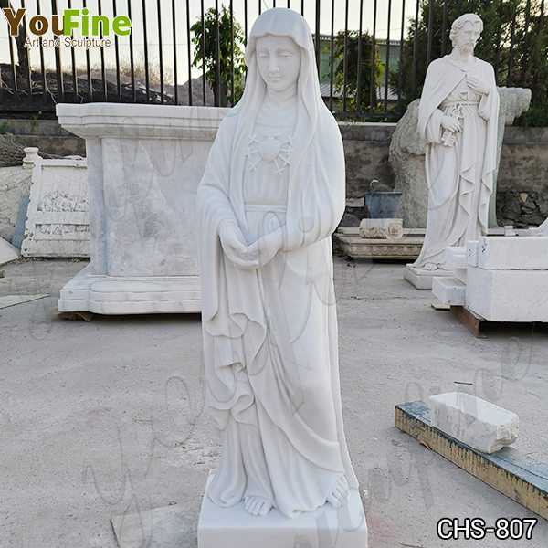 Catholic Garden White Marble Blessed Virgin Mary Sacred Statue