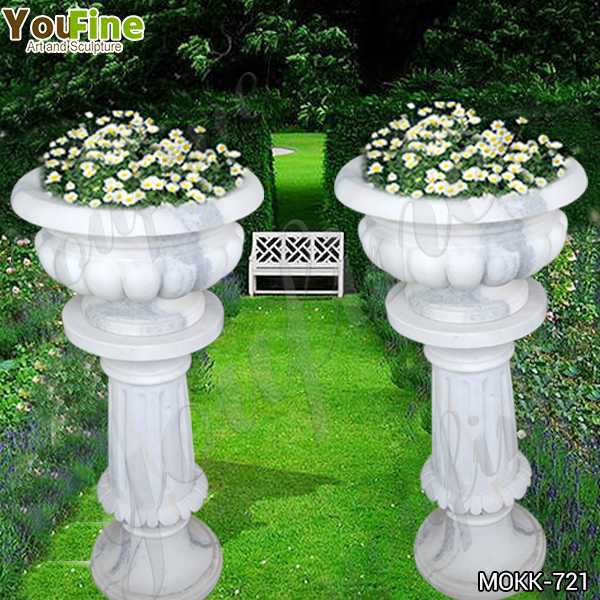 Classic Small Size White Marble Flower Pots Decoration for Sale MOKK-721