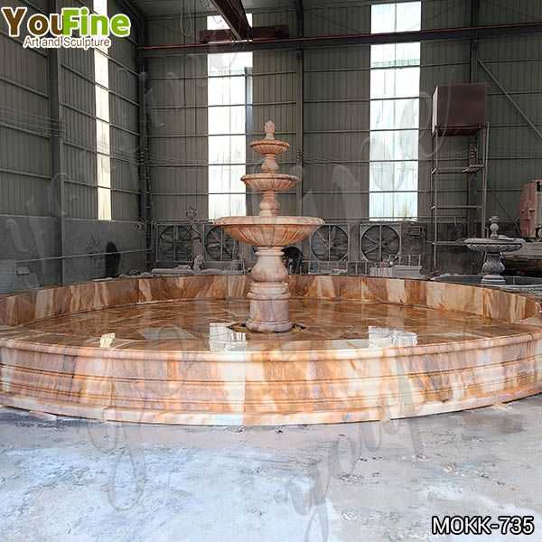 Courtyard Red Three Tiered Marble Fountain for Sale