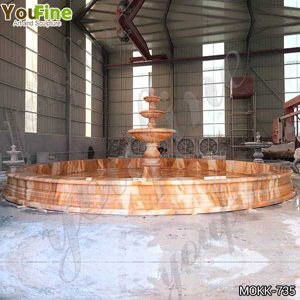 Outdoor Courtyard Red Three Tiered Marble Fountain for Sale MOKK-735