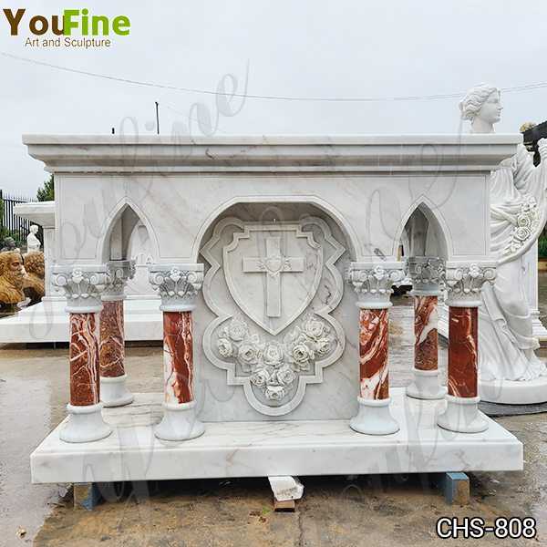 Customized Marble Altar Table with Columns for Church for Sale CHS-808