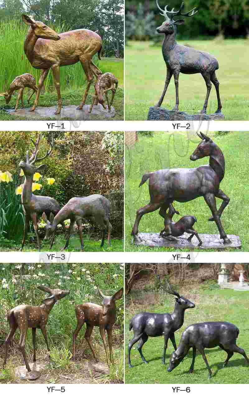 Garden Art Bronze Deer Sculptures