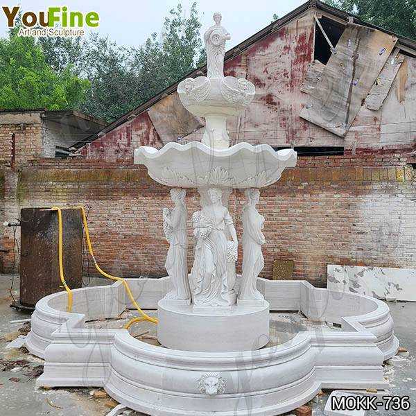 Grand Style White Marble Ladies Statue Fountain Factory Supply